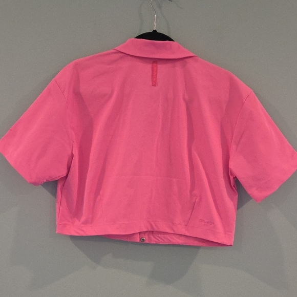 Nike HOT PINK Dri-Fit Teck Pack Cropped Snap Front Athketic Top Size Small - Picture 10 of 14